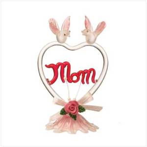 “Mom” Heart With Pink Birds 