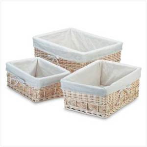 Lined Nesting Willow Baskets 