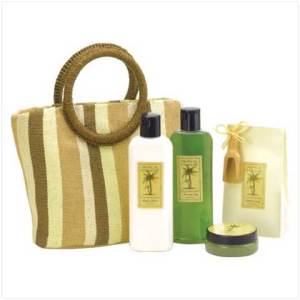 Coconut Lime Bath Set with Tote Bag 